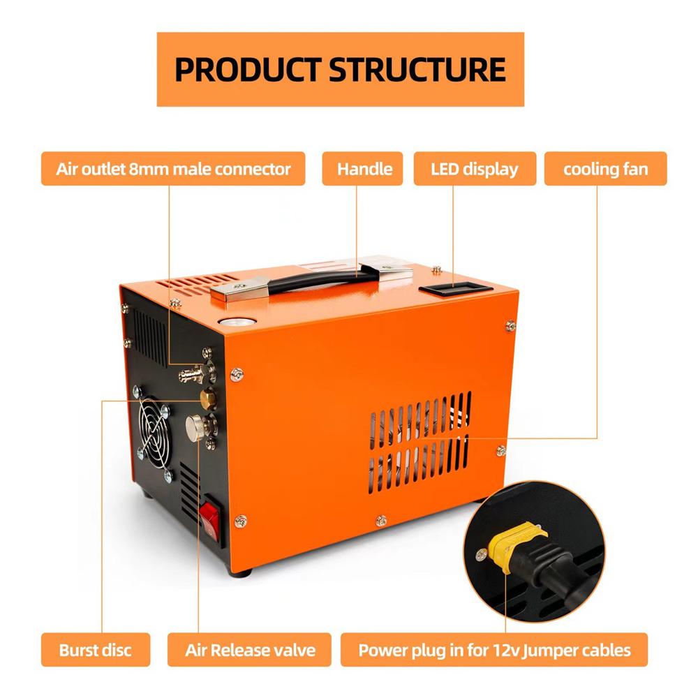 Воздушный компрессор высокого давления со светодиодным дисплеем 4500 фунтов на квадратный дюйм с охлаждающим вентилятором Интеллектуальный портативный воздушный компрессор
