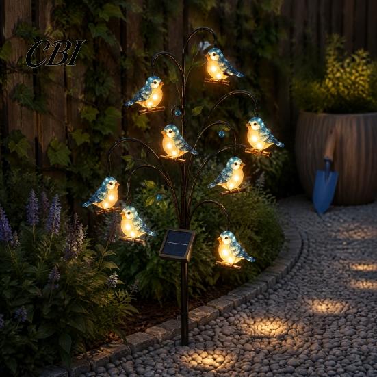 Outdoor Decorative Path Lights Solar Pathway Light, Bird-shaped Stump Garden Stake with Warm Terrace And Balcony Accents LED Lights, Waterproof