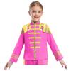 Children's 60s Rock Band Costume - British Star Style Gold Lace Top with Long Sleeves for Music Cosplay