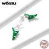 925 Sterling Silver Funny Green Animal Crocodile Stud Earrings For Women Fashion Jewelry Gift