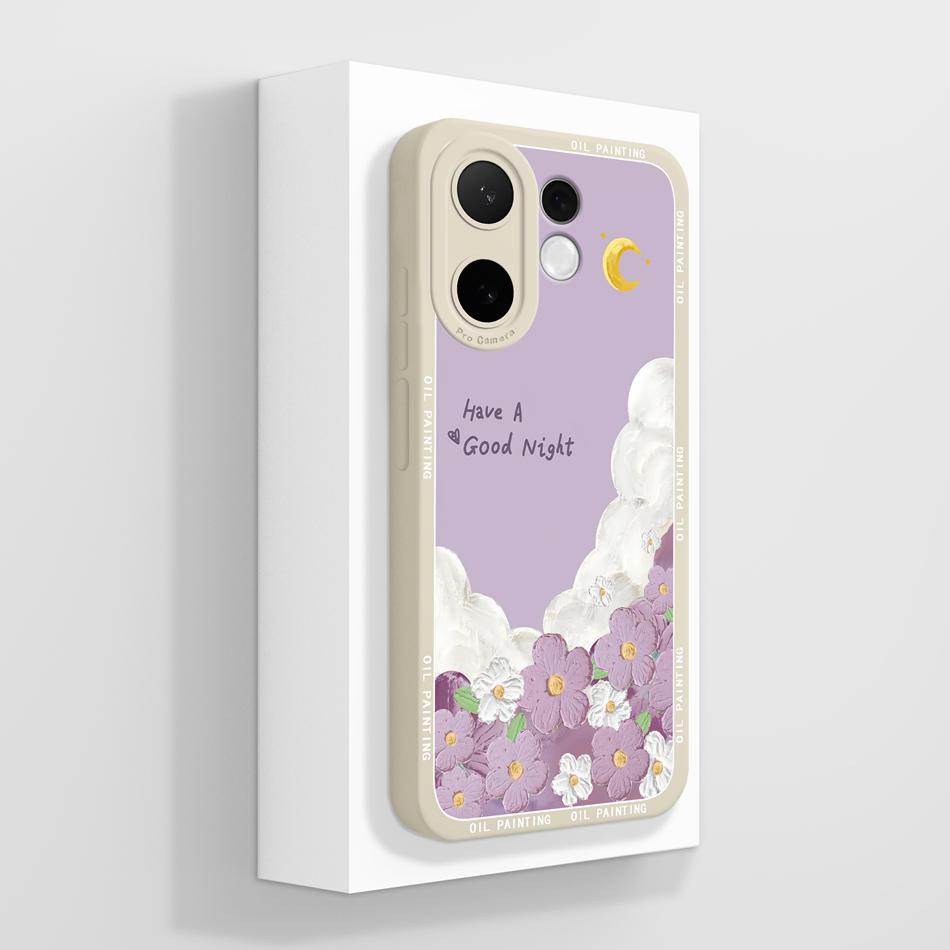 For Vivo V60 Lite Case Candy Painted Flower Phone Back Cover For Vivo V 60 Soft Liquid Silicone Anti Drop Full Protection Bumper