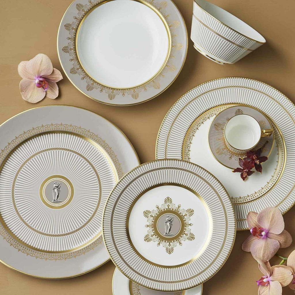 [Officially Imported] Wedgwood Anthemion Grey Plate, Approx. 23cm, 1054400