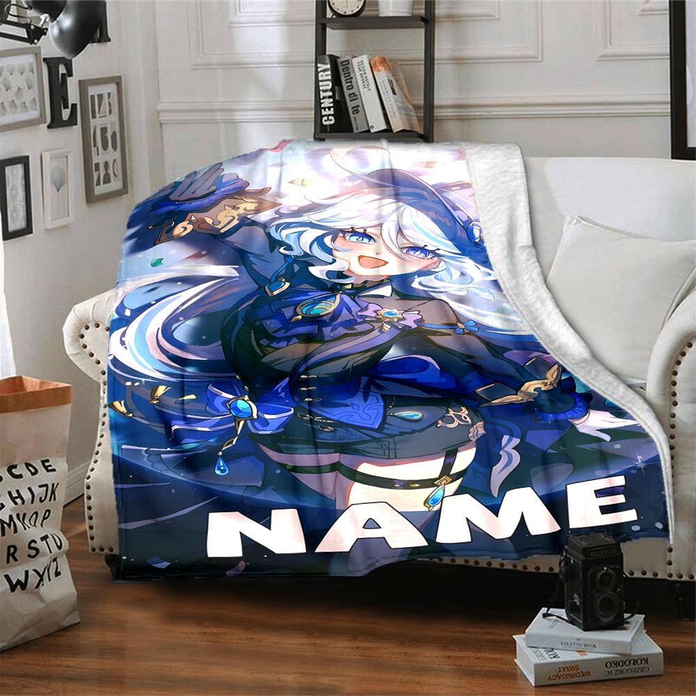 Customiz Name Personality Genshin Impact characters Blanket Soft &Warm Sofa Office Bed Travel Lunch Break Blanket, Gift Suitable All Seasons