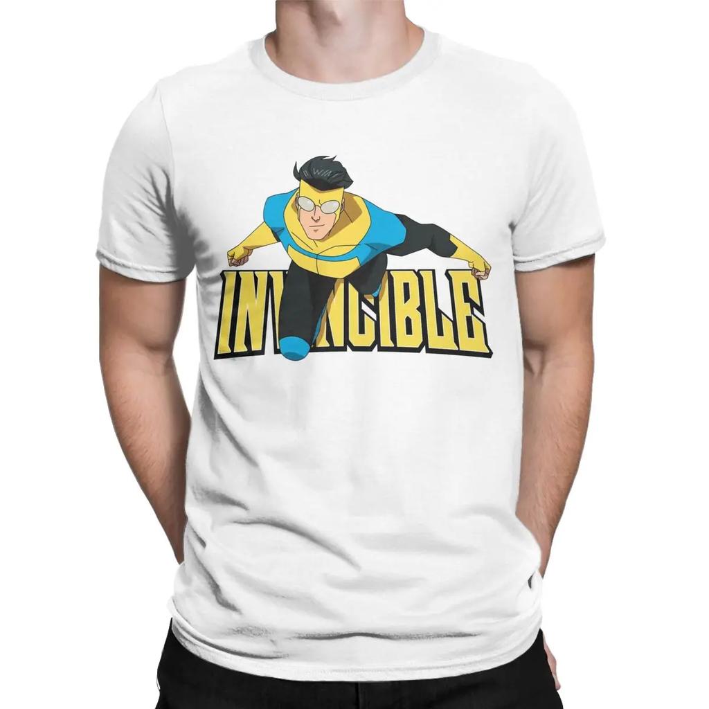 Animated Invincible Comic Superhero Men's T Shirt Vintage Tees Short Sleeve Crew Neck T-Shirts Cotton Plus Size Clothing