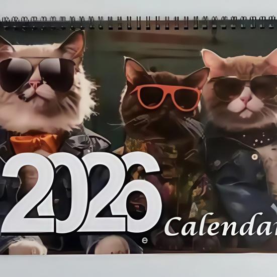 2026 Wall Calendar Jan 2026 - Dec 2026 12 Monthly Planner Wall Hanging Calendar with Funny Dog/Cat Images for School Home Office
