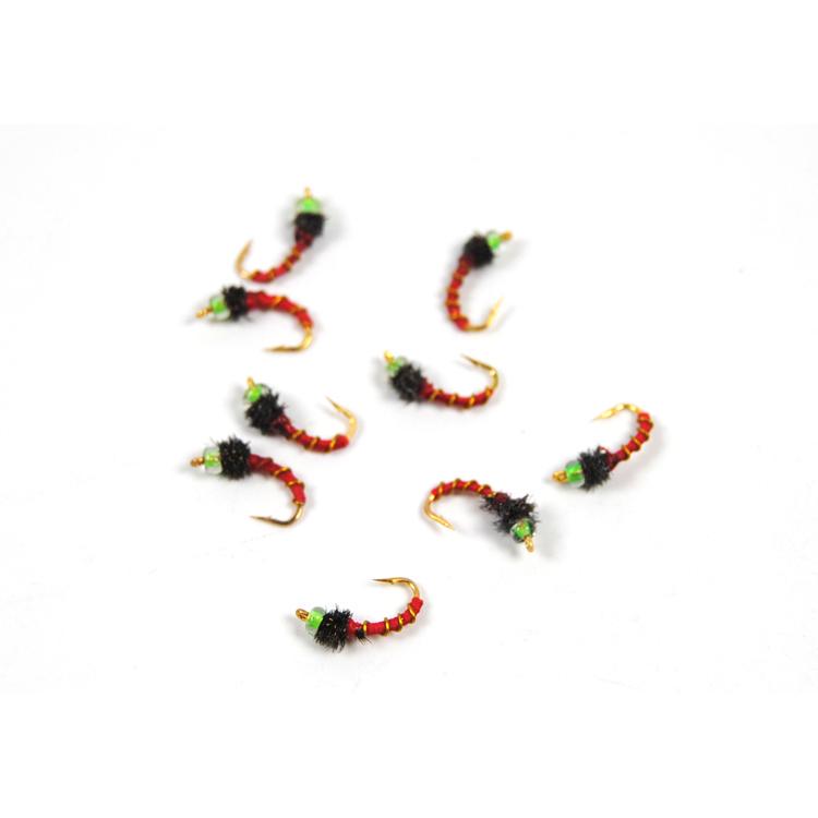 10pcs Midge Nymph Fly Green Red Fly Fishing Bait Lures Hegene / # 14 Gold Color Hook