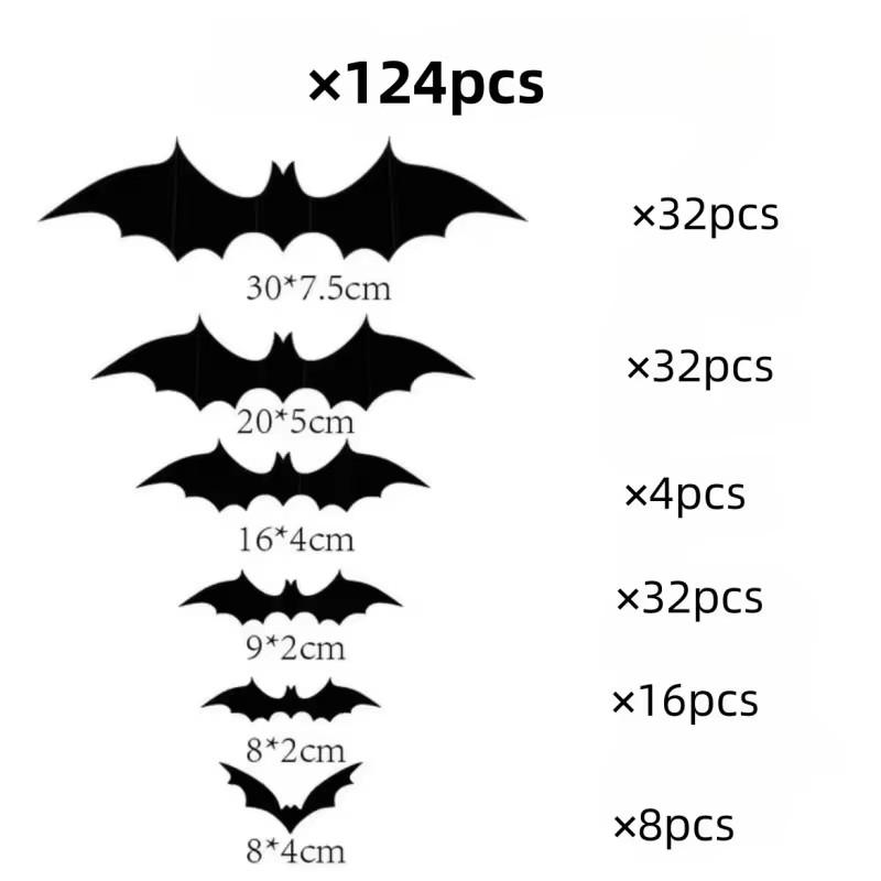Halloween 3D Bats Wall Decor,Realistic PVC 3D Bats Sticker for Home Indoor Outdoor Halloween Party Wall Decoration