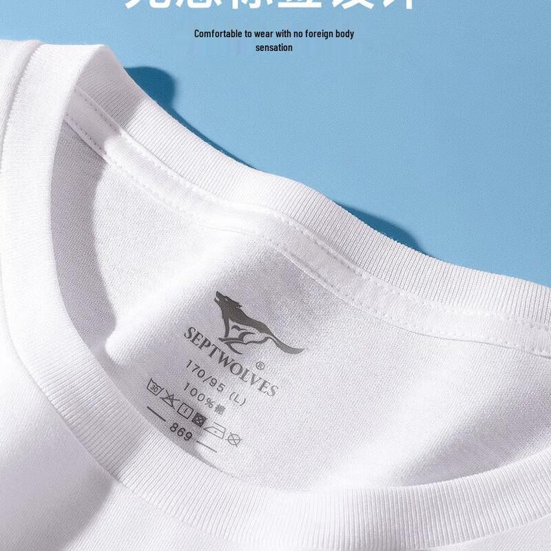 SEPTWOLVES Мужская футболка с коротким рукавом из 100% хлопка