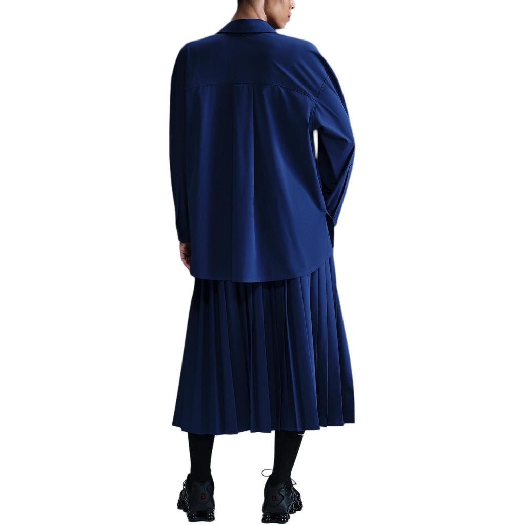 Nike Dri-Fit Оверсайз 24.7 Идеальная Эластичность Повседневная Мода Быстросохнущая Функциональная Рубашка с Длинным Рукавом Женская рубашка Темно-Синий Космический Синий HQ0237455