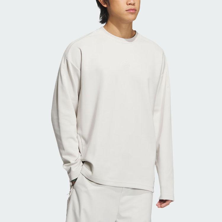 Adidas Спортивная одежда Future Style Solid Logo Спортивная повседневная футболка с круглым вырезом и длинным рукавом Мужские топы Talc IY8031