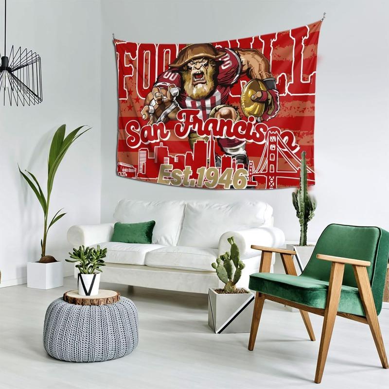 VIKAMA San Francisco Football Tapestry American Retro Team Emblem Decorative Cloth Fan Bar Background Cloth Room Decoration