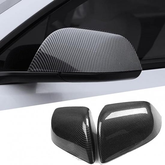 For Tesla Model Y Rearview Mirror Guard Cover, Side Mirror Cover Exterior Accessories Fit For Model Y -2024 (Model Y-Gloss Carbon Fiber Pattern)