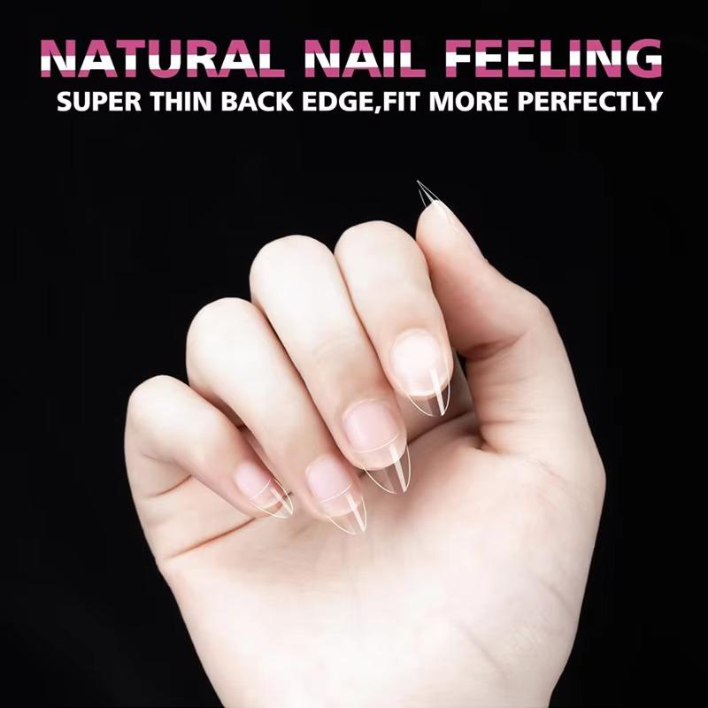 240pcs Half Cover Almond Pre-filed Nail Tips Half Matte XS Press On Fake Nail Extension for Small Tiny Nail Bed 12 Sizes In Box