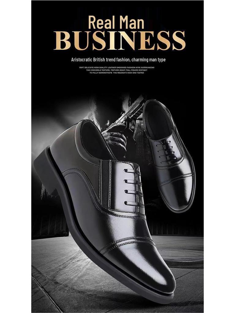 Men's British Style Pointed Toe Leather Shoes - Three-Piece Set for Autumn Fashion, Business, Casual Occasions