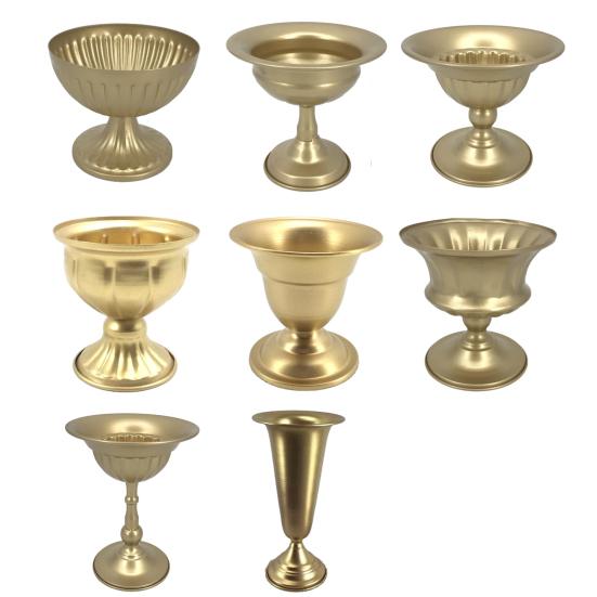 Золотая Металлическая Ваза Полированная Винтажная Ваза Подставка для Цветов для Композиций Настольное Украшение для Дома Свадебное Украшение