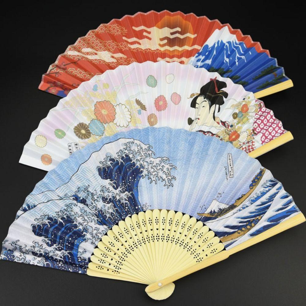 Bamboo Handle Folding Fan Paper Fan New Props Fan