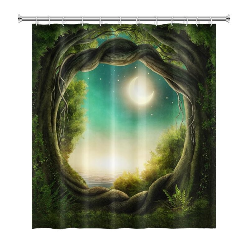 Зачарованный лес Занавеска для душа Мультяшная Волшебная сказка Грибная Страна чудес Готическая занавеска для душа Водонепроницаемый декор для ванны с крючками