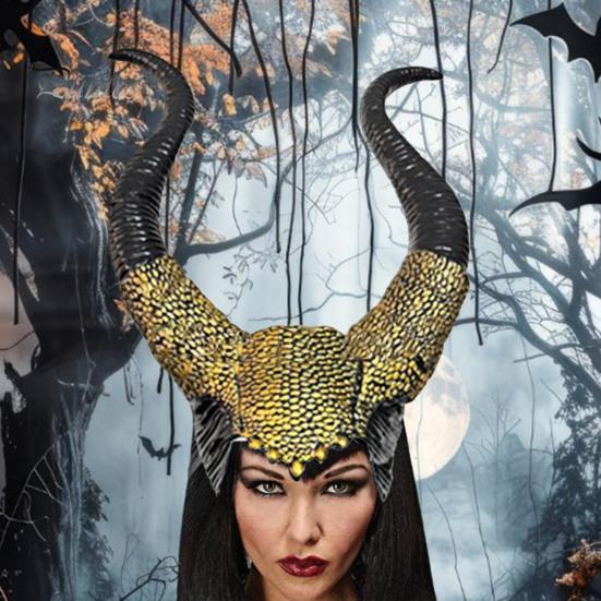 Костюм дьявольских рогов на Хэллоуин, черные латексные длинные рога для женщин и взрослых, роговой головной убор для косплея, костюм на Хэллоуин