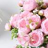 Букет из 5 искусственных пионов с бутонами, реалистичный цветок пиона из искусственного шелка со стеблем для свадьбы, свадебный букет, цветочная композиция, украшение стола