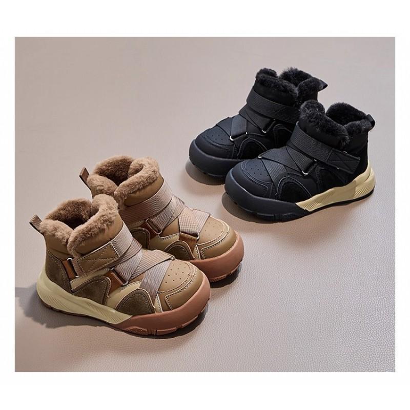 Youth style shoes Boys Winter Snow Boots Kids Warm Thick Cotton Padded Slip-On Rubber Sole Ankle Boot Cold Weather