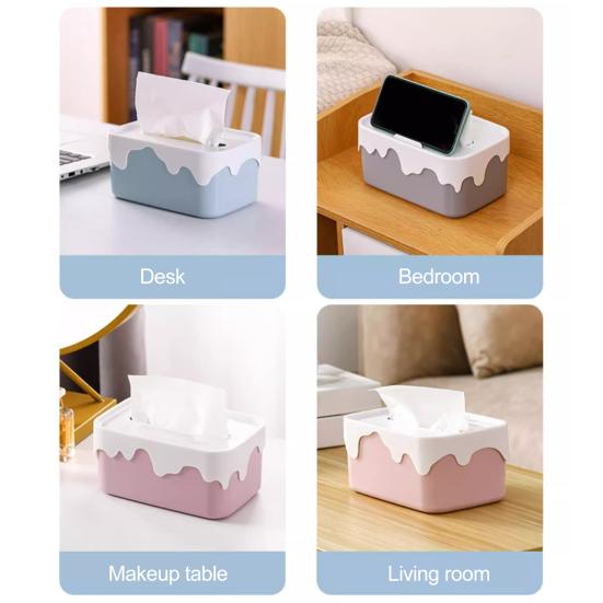 Rectangular Tissue Box Holder with Lid Large Capacity Universal Fit Tissue Container Car Napkin Holder Case