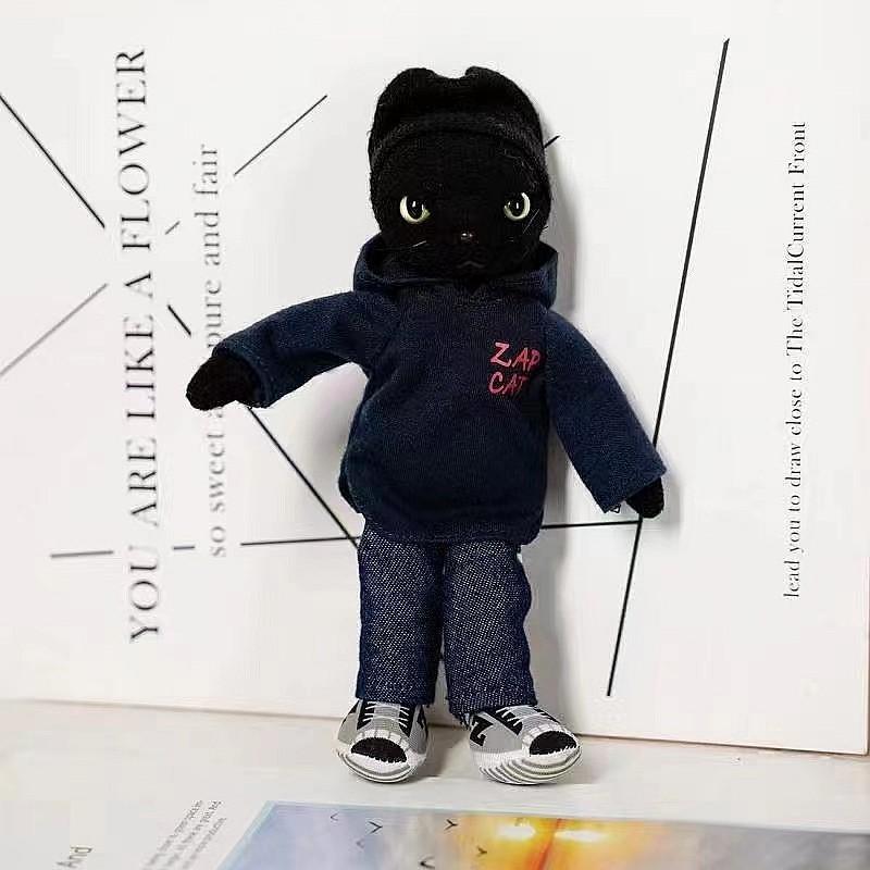 Wear Cool Clothes Cat Cartoon Plush Doll With Pp Cotton Filling For Backpack Decoration