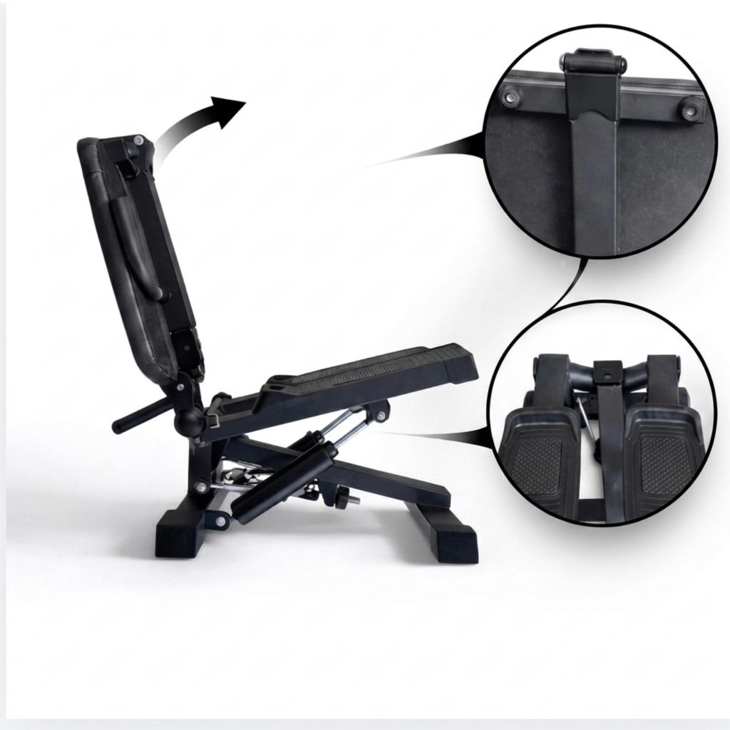 Stepper multifunctional trainer chair crunches resistance bands adjustment foldable flexara
