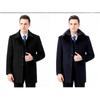 Middle-aged and Elderly Men's Winter Thickened Woolen Woolen Coat Men's Medium-length Lapel Gold Mink Lining Real Fur Collar Coat