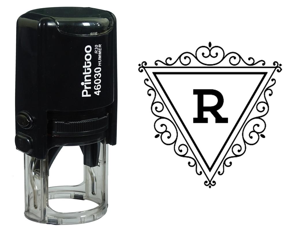 Printtoo R Alphabet Swirl Border Triangle Monogram Initial Self Inking Rubber Stamp Office