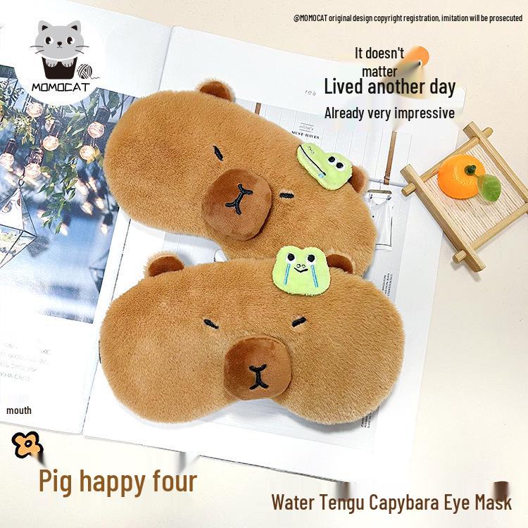 Мультяшная маска для глаз капибары - Регулируемая, Милая, Компресс горячий/холодный для сна