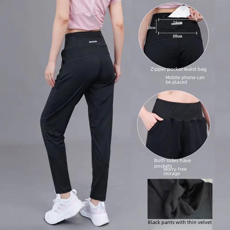**Trendy Women's Quick-Dry Yoga Pants with High Waist and Back Zipper Pocket - Autumn/Winter Loose Fit with Plus Velvet**
