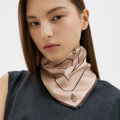 AVVINA PELLE AVVINA Square Silk Scarf 50 - Beige/Brown