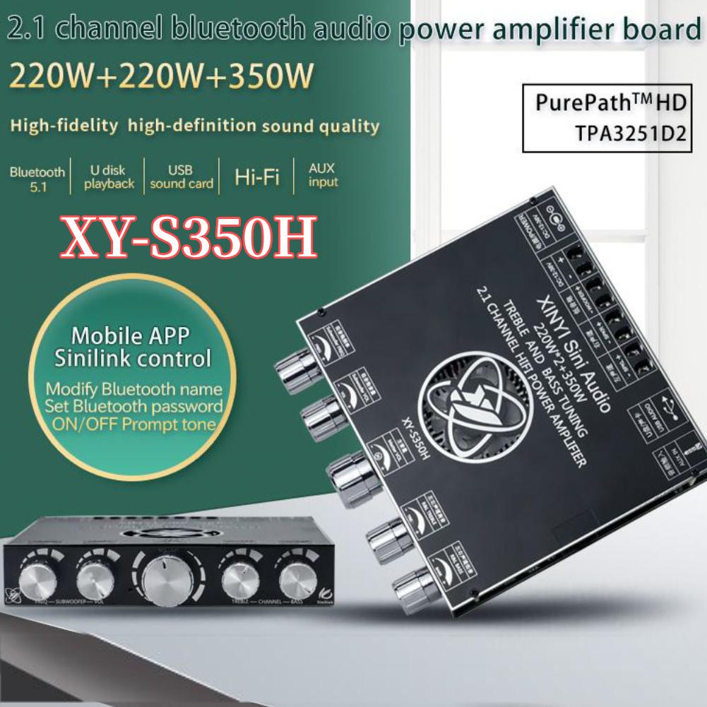 XY-S350H App Control 220Wx2+350W Amplifier Board 2.1 Dual Channel Bluetooth-Compatible 5.1+AUX+USB Sound Card HiFi Modulator