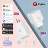 Умная розетка Zigbee Tuya Smart Life App Control, европейская вилка 16a 20a, беспроводная розетка с монитором мощности для Alexa Alice Google Home