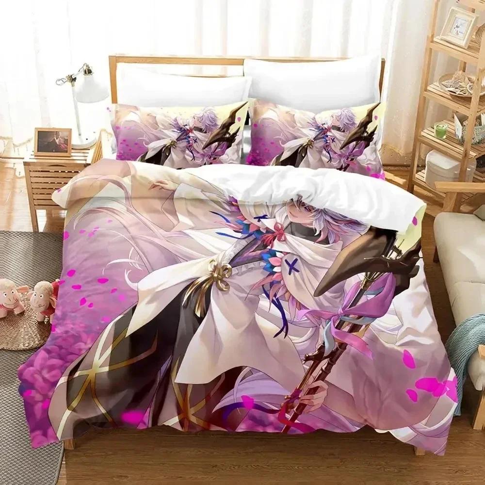 Аниме Fate Grand Order Мерлин Комплект постельного белья Пододеяльник Комплект для кровати Чехол для одеяла Наволочка Одеяло Размер King Queen Мальчики Взрослые