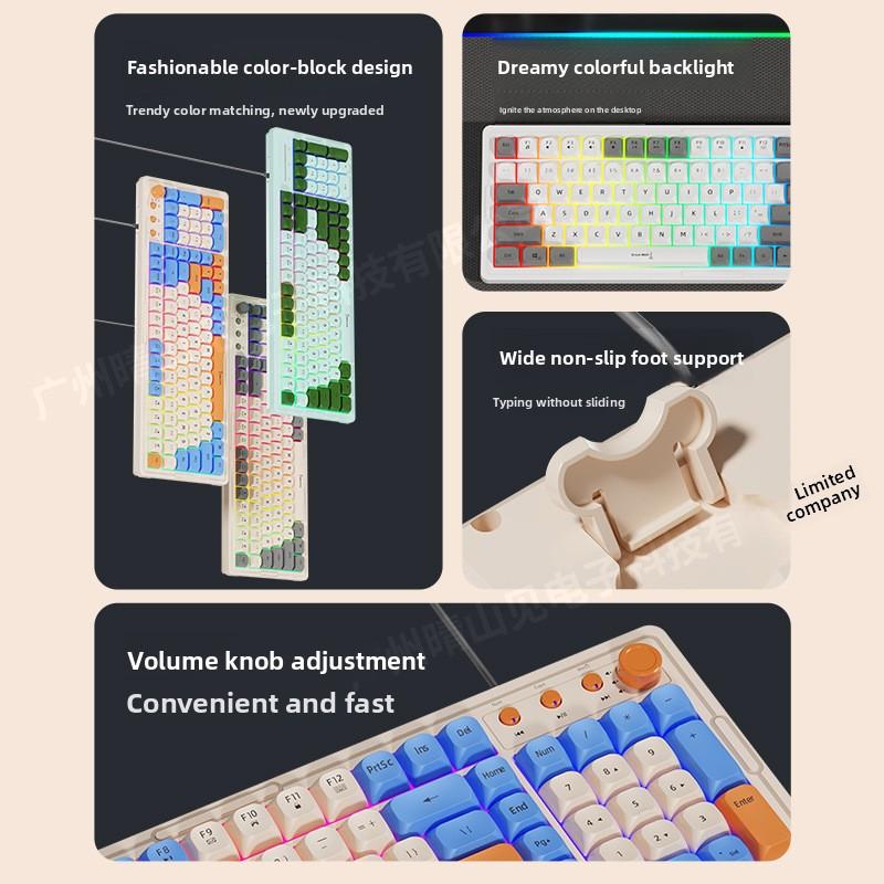 K3 USB Проводной Светящийся Игровой Набор Клавиатура и Мышь с Подсветкой Трехцветный Настраиваемый 3200 DPI для Ноутбука Настольного Компьютера Дома
