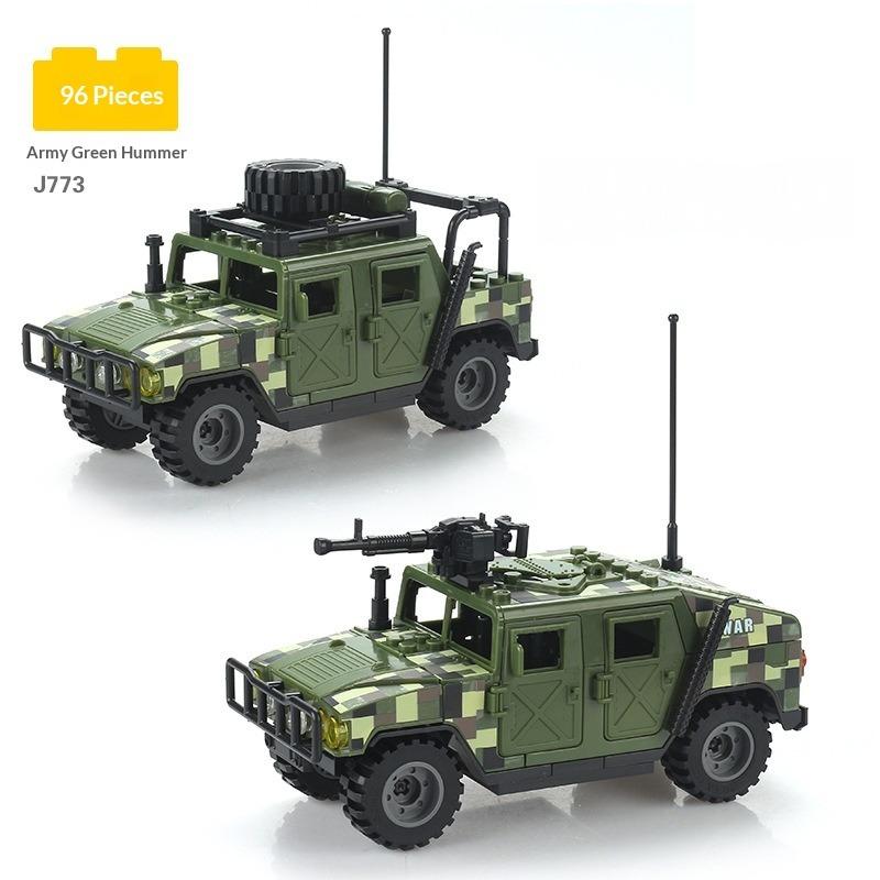 Compatible Children Assemble Model Car Off Road Jeep Assemble Toy Hummer Car Boy Military Building Block Gift