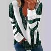 Casual Comfortable Fashionable Half Zip Top with Striped Print Polo Collar Front Shoulder Women's Hoodies & Sweatshirts
