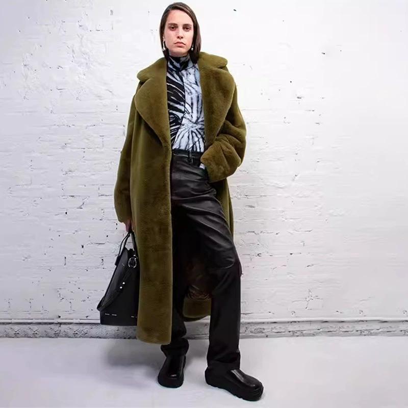 Autumn and winter temperament new fur coat women's imitation rabbit hair artificial real mink hair long coat