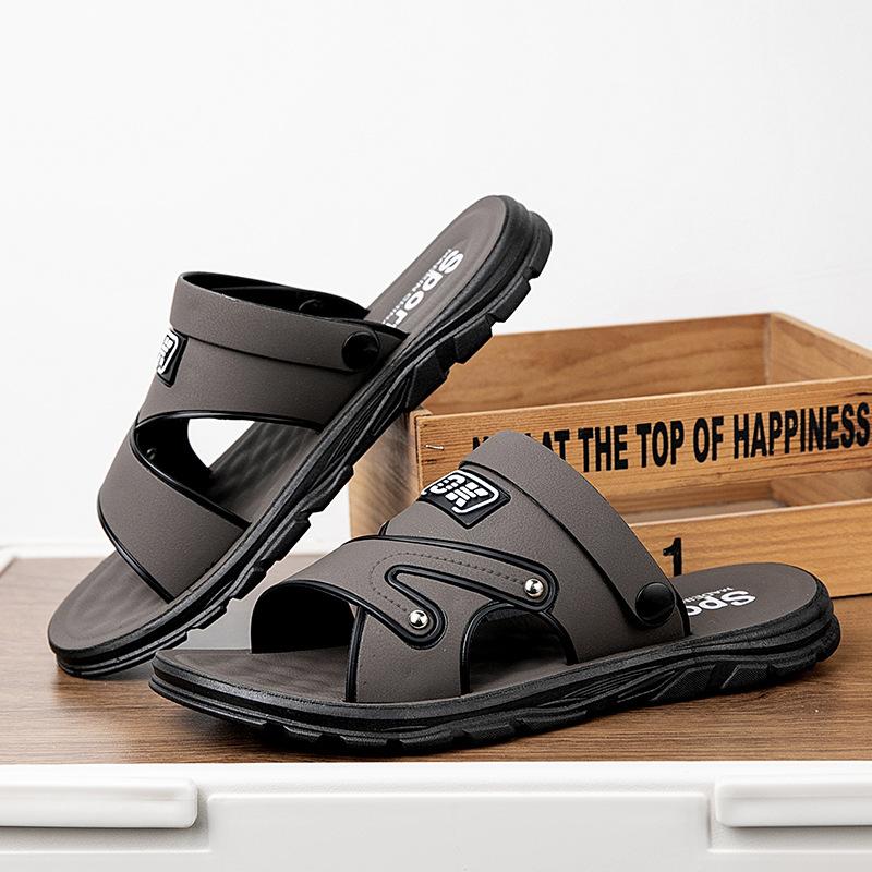 Закажите на размер больше Летние модные стильные уличные тапочки Нескользящие износостойкие пляжные мужские сандалии