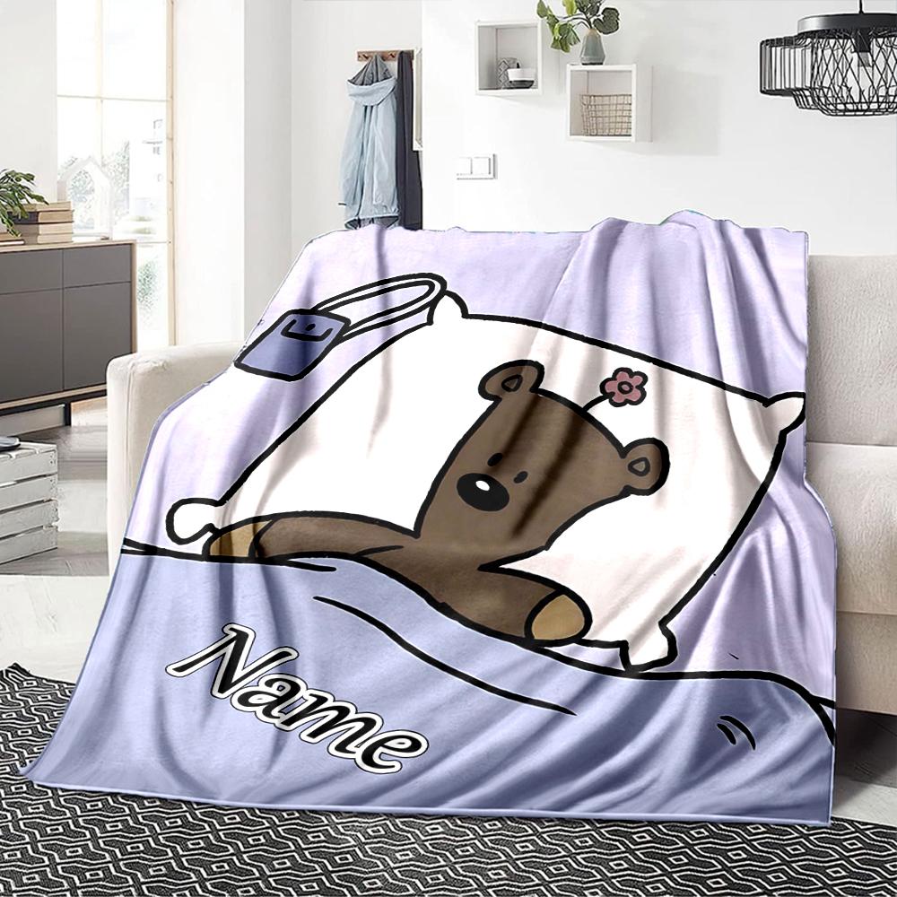 Custom Name Rainbow Bear Friendship blanket for Couch & Bed, Plush Cozy Fuzzy Blanket Super Soft & Warm Blankets for Fall and Winter. 0908317
