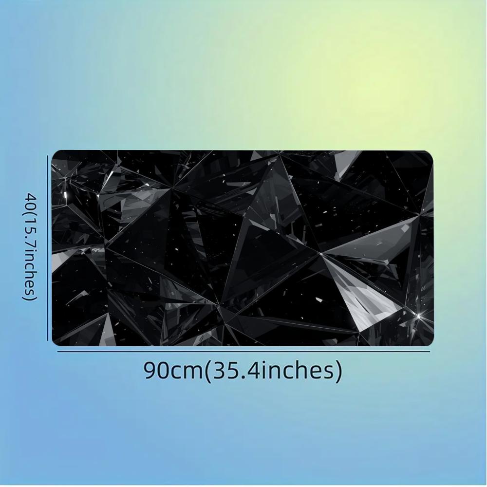 Large Gaming Desk Mat Black Abstract Pattern Non Slip Stitched Edges Smooth Mousepad For PC Gamer Laptop Office Desktop Decor