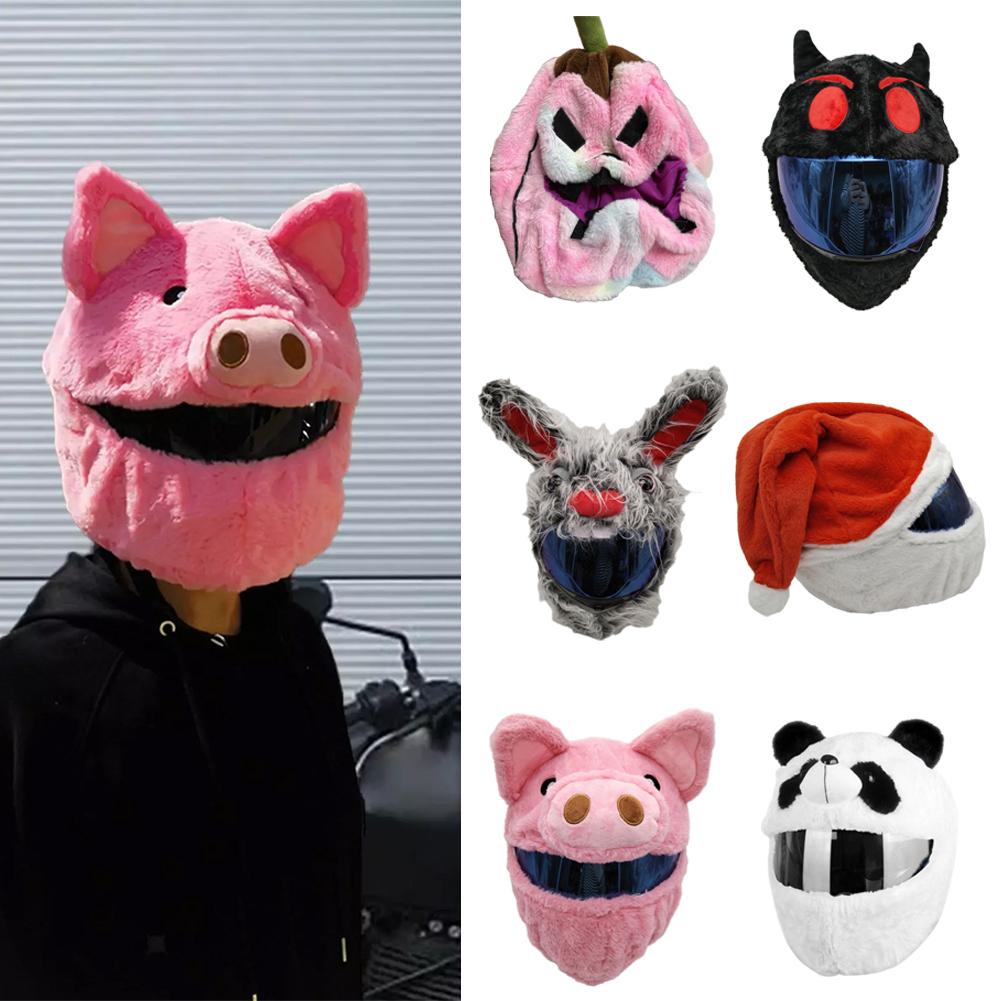 Motorcycle Helmet Covers Suitable For Most Full Face Helmets, Decorative Animal Plush Motorbike Helmet Cover For Fun Rides L5s9
