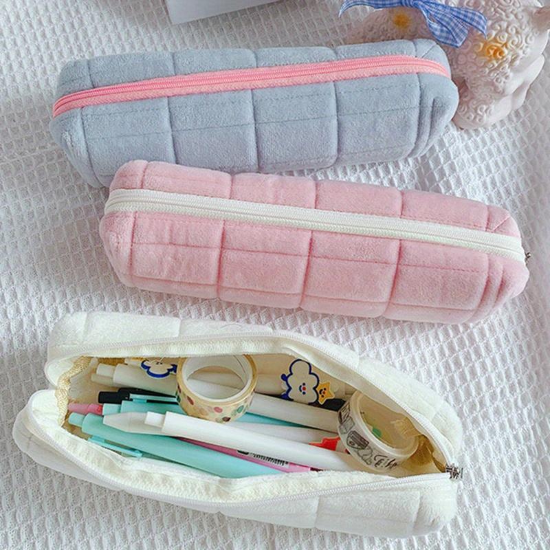 Kawaii Pencil Case Pillow Bag Large Capacity Short Fluff Bag for Supplies Stationery Box Cosmetic Bag