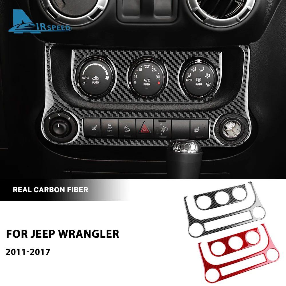 Real Soft Carbon Fiber Sticker For Jeep Wrangler JK JKU 2011 2012 2013 2014 2015 2016 2017 Car AC Cigarette Light Panel Trim