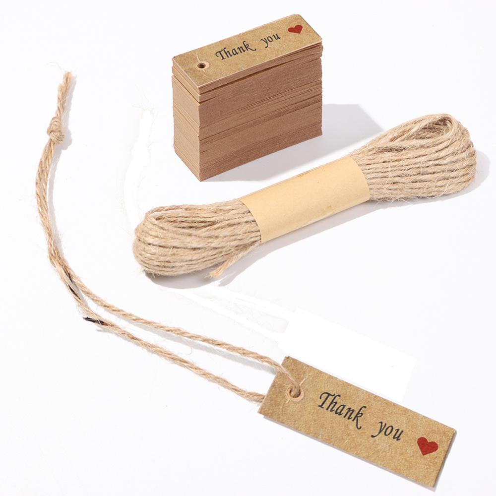 Ornament Enclose 10M Strings Kraft Paper “Merci” Labels Thank You Hanging Tags Handmade With Love