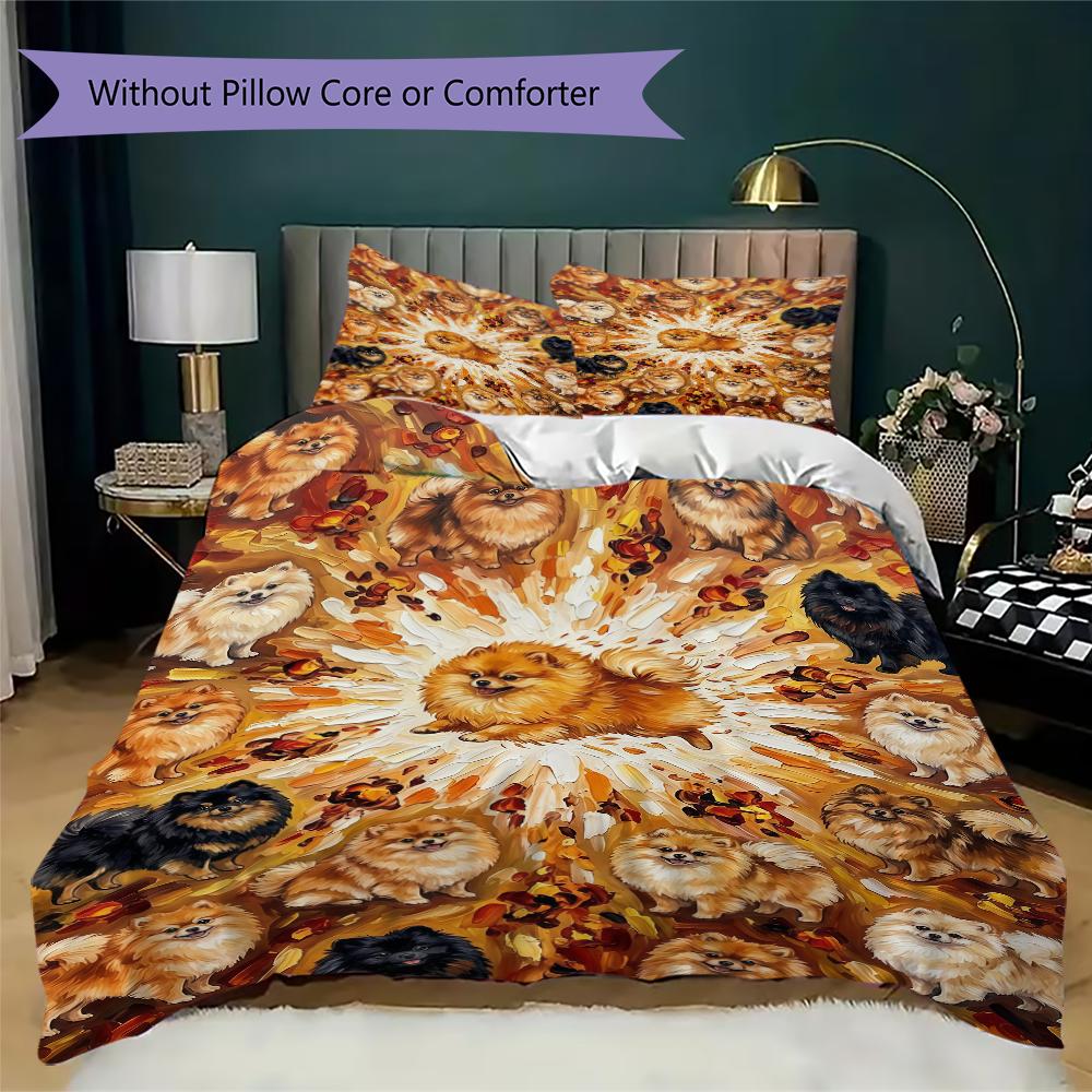 Cute puppy Pattern Bedding uilt Set uilt Cover Pillowcase Home Decoration Birthday Gift (1 * duvet cover + 2 * pillowcase without core)