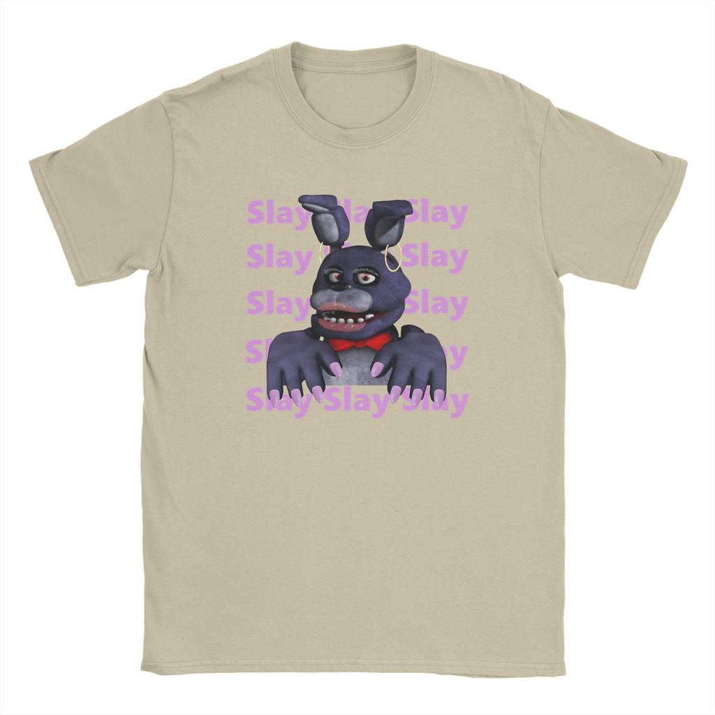 Мем Fnaf slay на месячных Мужские футболки FNAF At Freddys Футболка с коротким рукавом Круглый вырез Футболка Чистый хлопок Летняя одежда