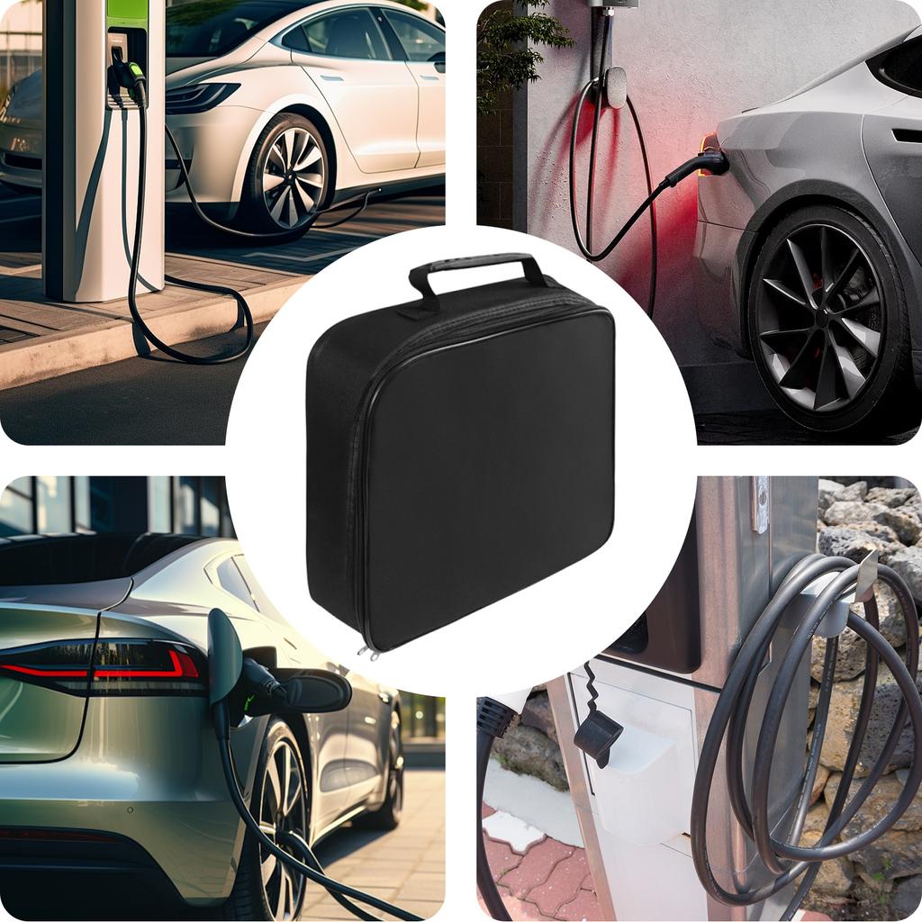 Jumper Cable Storage Bag 600D Oxford Cloth Car Charger Round Storage Bags Flame Retardant Large Capacity for Outdoor Activity
