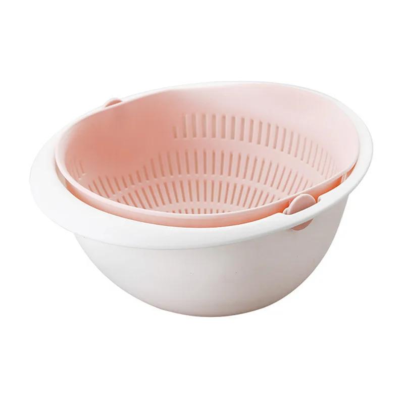 Rotating Double Layer Fruit Basket Removable Kitchen Vegetable Drainer Creative Spin Washing Bowl for Home Strainer Kitchen Tool